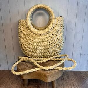Straw Purse Bag Neutral HandBag NEW FAST SHIP w Shoulder Strap